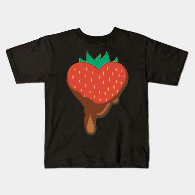 Ripe Strawberry Dipped In Chocolate Kids T-Shirt by ROLLIE MC SCROLLIE